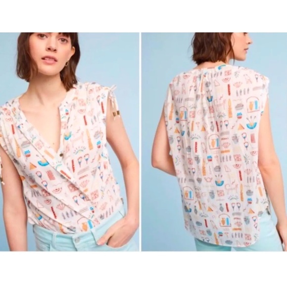 Anthropologie Daniel Kroll hieroglyphic, graphic, print button up shirt - Picture 1 of 12